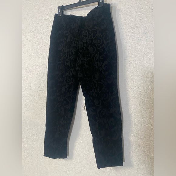 Alfani Black Textured Jacquard velvet dress trousers mid rise skinny leg size 8 - Picture 3 of 10